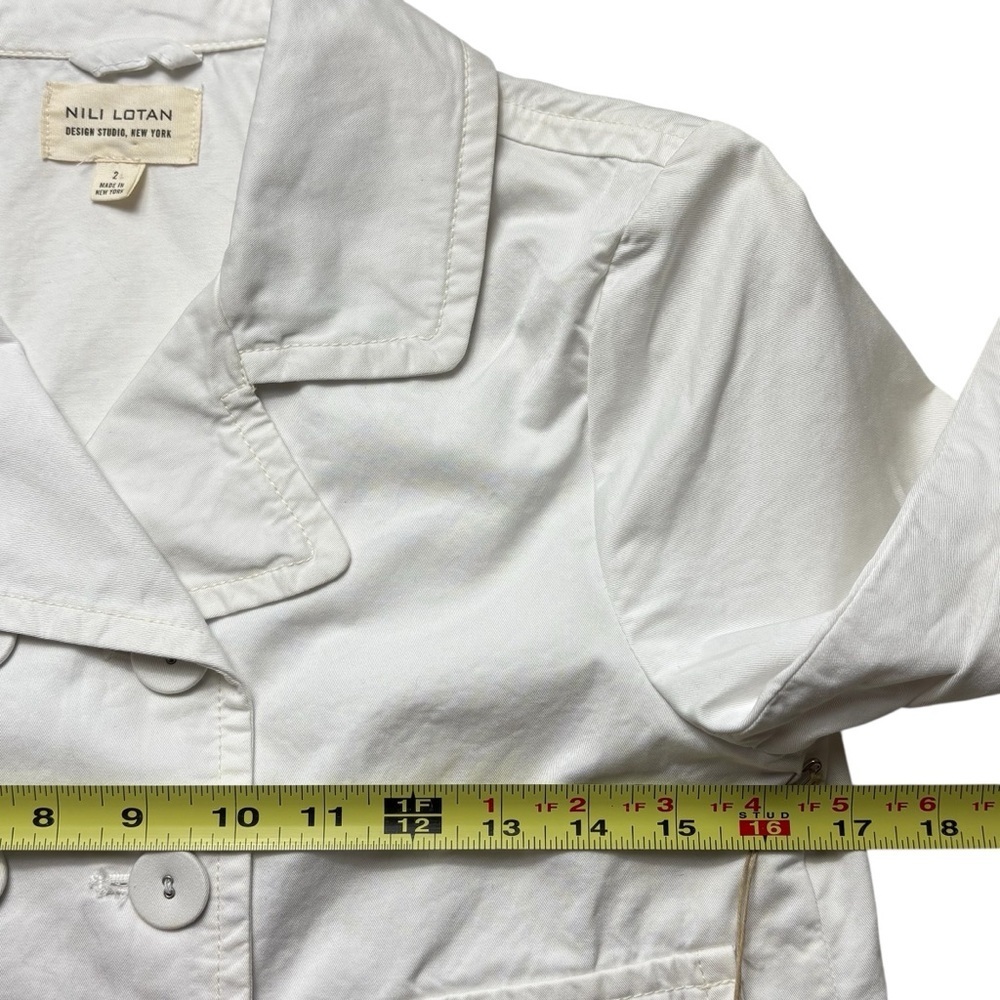 NILI LOTAN Cropped Cotton Ira Jacket Size 2 PFD Condensed 3/4 Sleeve Eggshell - Picture 7 of 13